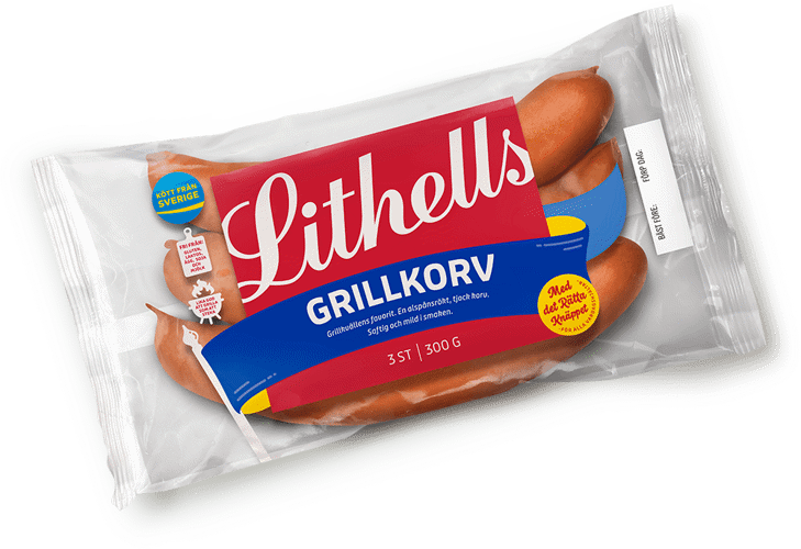 Lithells Grillkorv 3st 300g vinklad.png